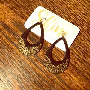 Large black teardrops with gold accent earrings